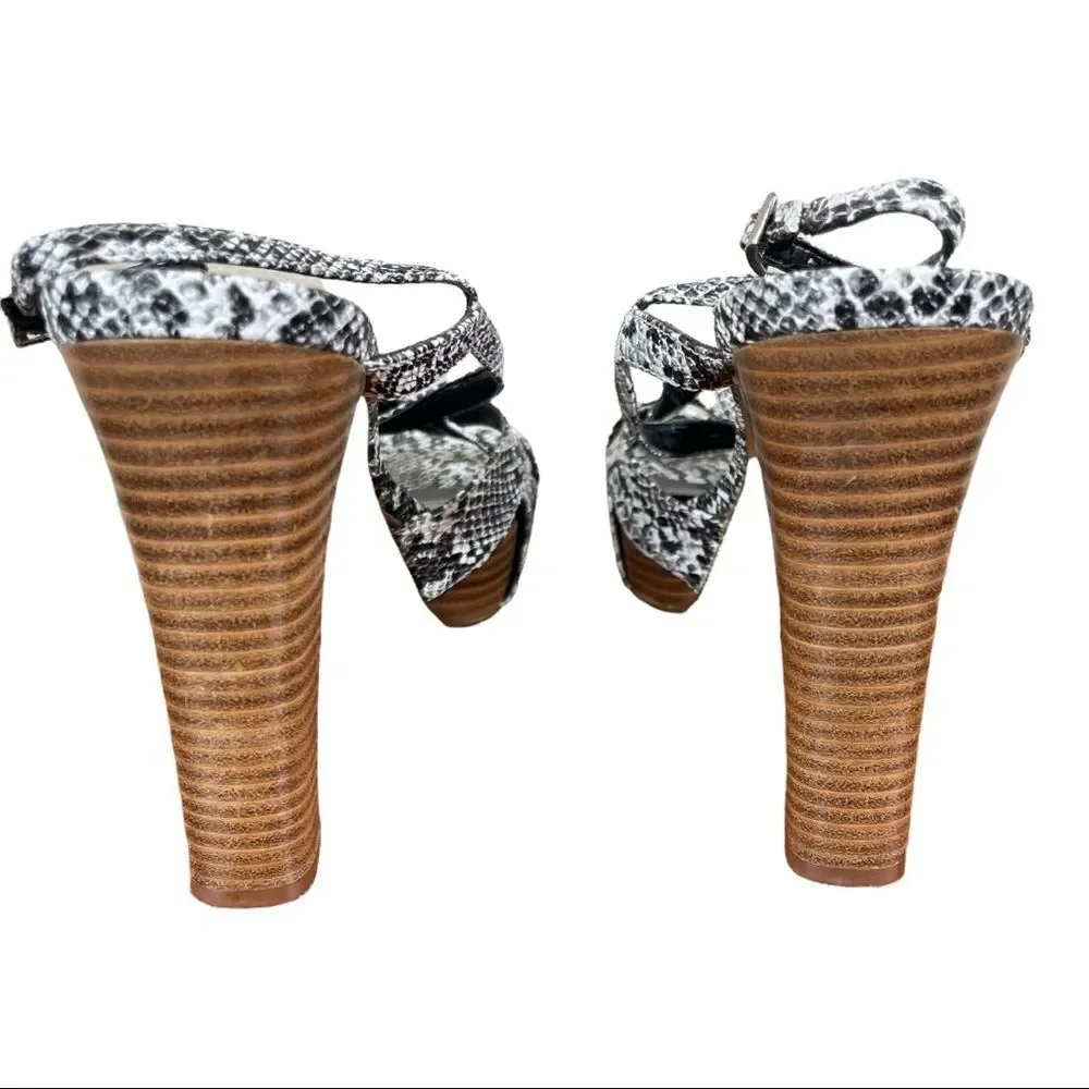 Colin Stuart heels black/white Snake Print strappy Sandal’s  size 11 90s Y2K New